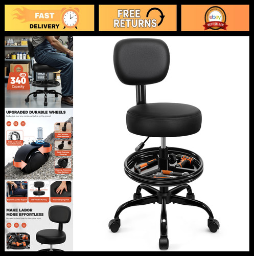 Adjustable rolling shop stool - rolling,